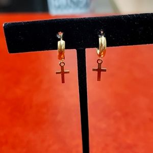 Cross pendant earrings